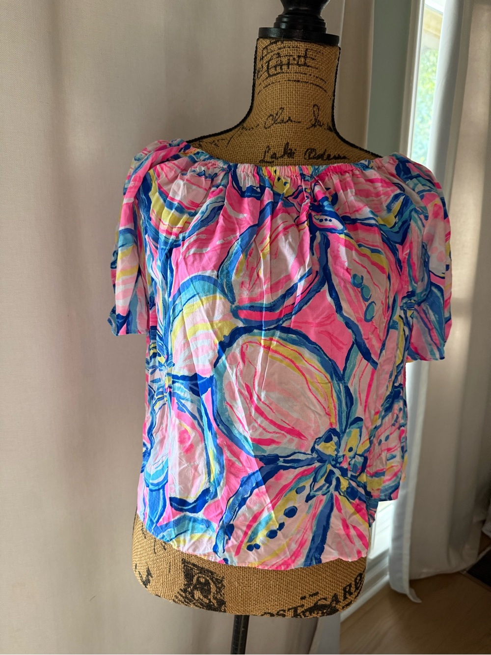 Lilly Pulitzer Pink Multicolor Off-Shoulder Blouse